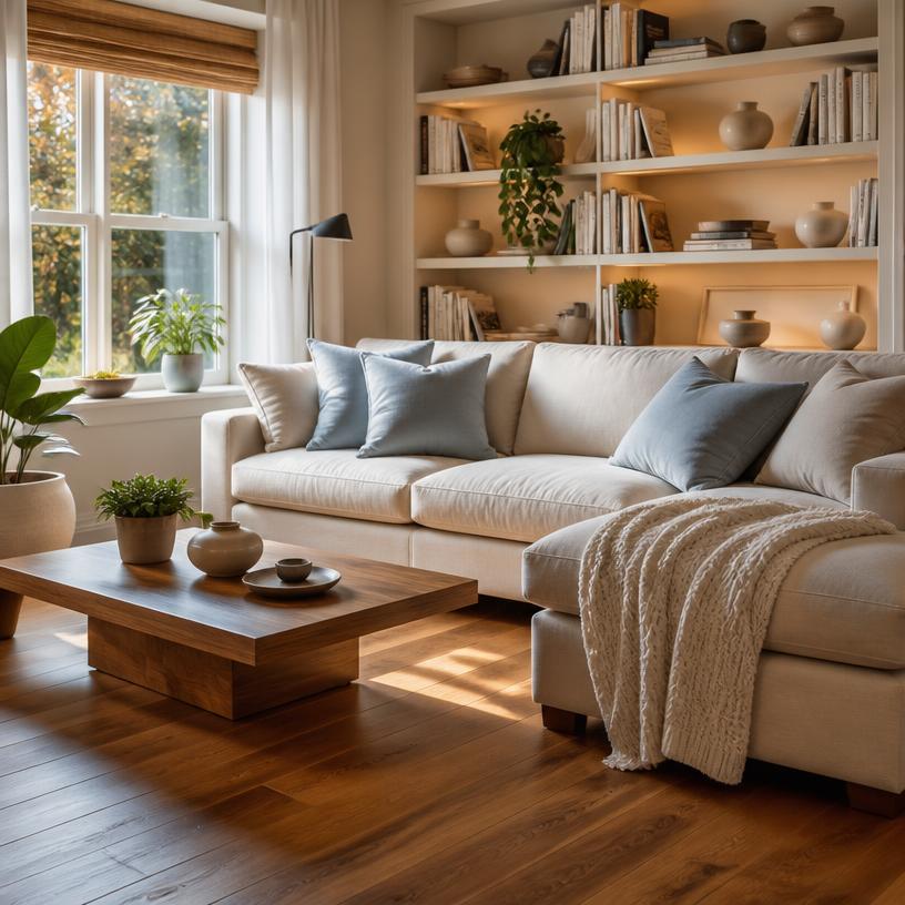 Living organizado con luz natural despues del housekeeping